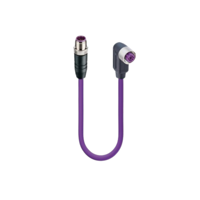 M12 B-code mannelijk naar vrouwelijk haaks PUR violet PROFIBUS